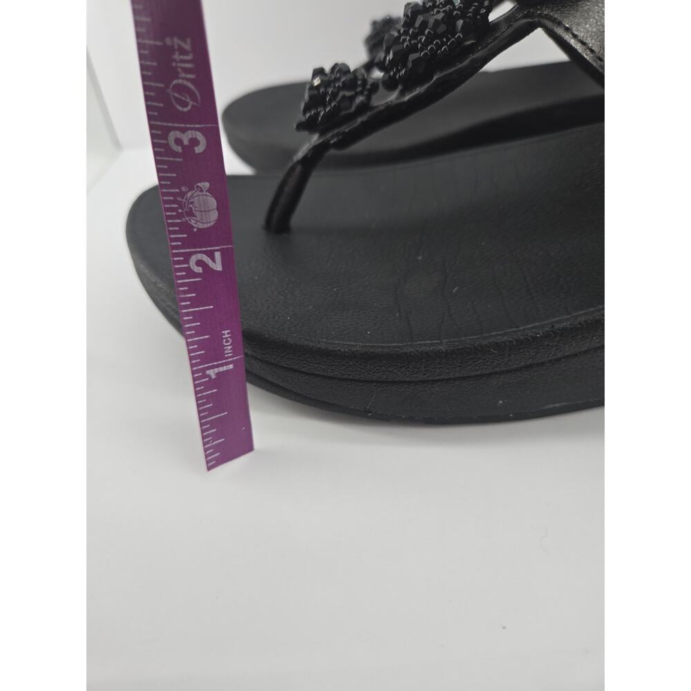 FitFlop Fino Beadie Button Black Post Toe Comfort Sandal Sz 6 - Picture 10 of 11